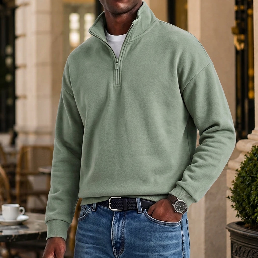 Men’s Cotton-Cashmere Relaxed Quarter-Zip Sweatshirt