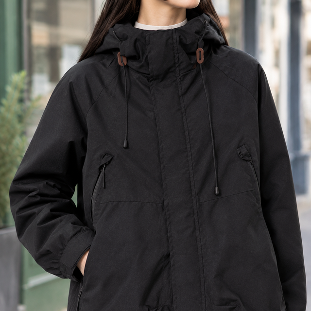 Women’s Relaxed Hooded Utility Jacket with Four Pockets
