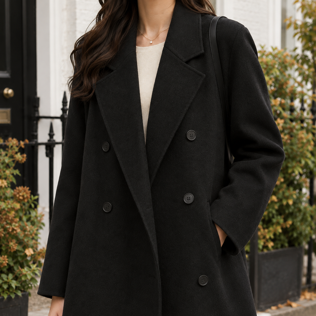 Relaxed Longline Double-Breasted Wool-Blend Coat