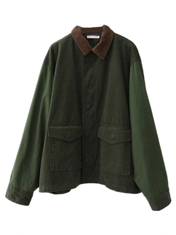 Women’s Oversized Utility Jacket with Patch Pockets and Relaxed Fit