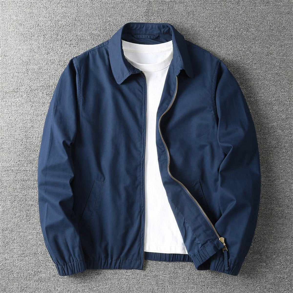 Men’s Relaxed Cotton-Blend Zip Bomber Jacket