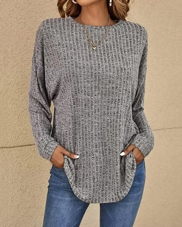 Women’s Soft Cotton Blend Crew Neck Long-Sleeve Sweater