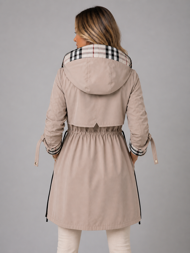 Women’s Longline Hooded Drawstring Waist Coat