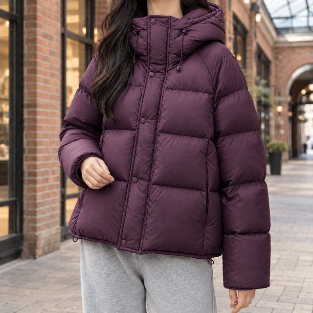 Women’s Relaxed Quilted Duck-Down Hooded Puffer Jacket