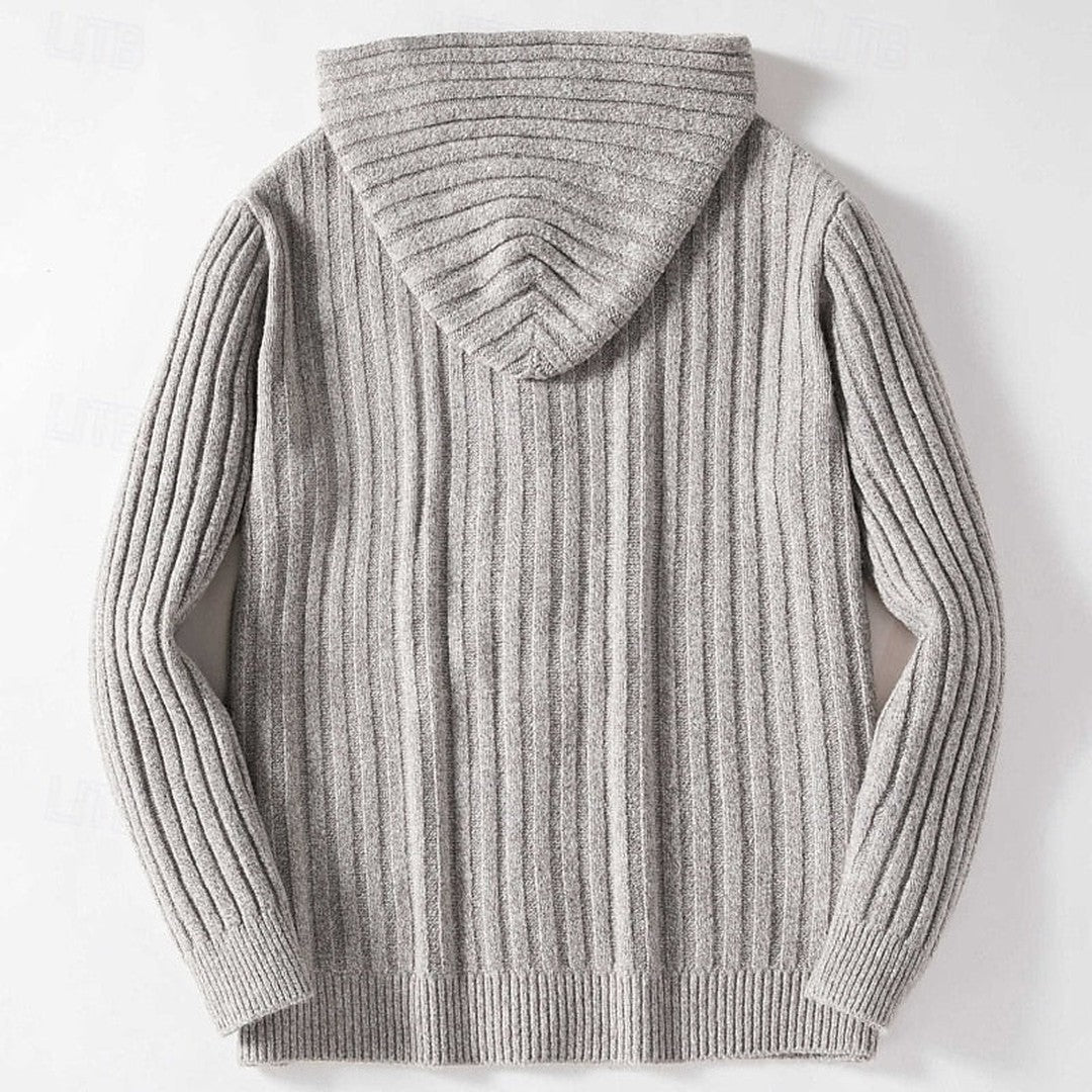 Men’s Cable Knit Hooded Button-Front Cardigan