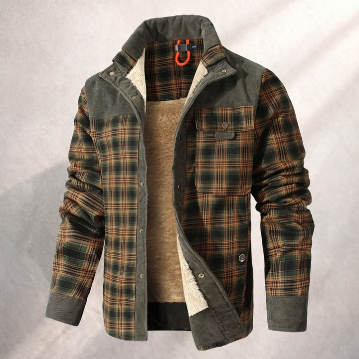 Men’s Sherpa-Lined Plaid Flannel Outdoor Jacket