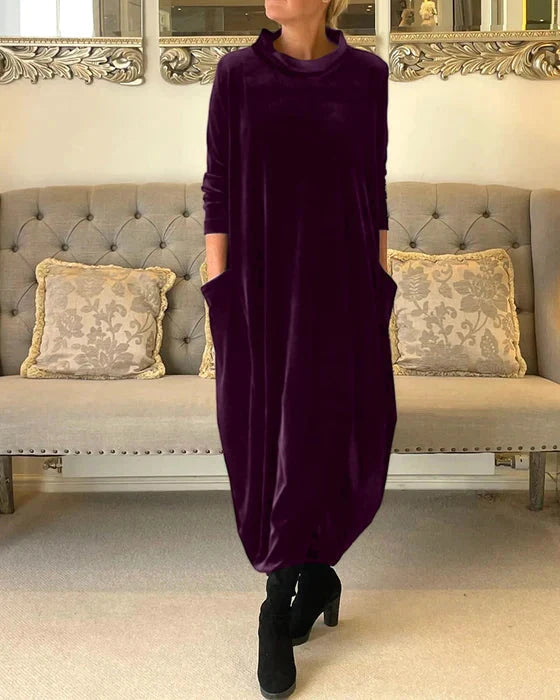 Women's Elegant Velvet Evening Dress with Relaxed Fit