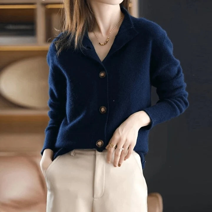 Women’s Cashmere-Blend Mock-Neck Button-Front Knit Cardigan