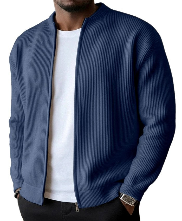 Men’s Lightweight Corduroy Stand-Collar Zip Cardigan