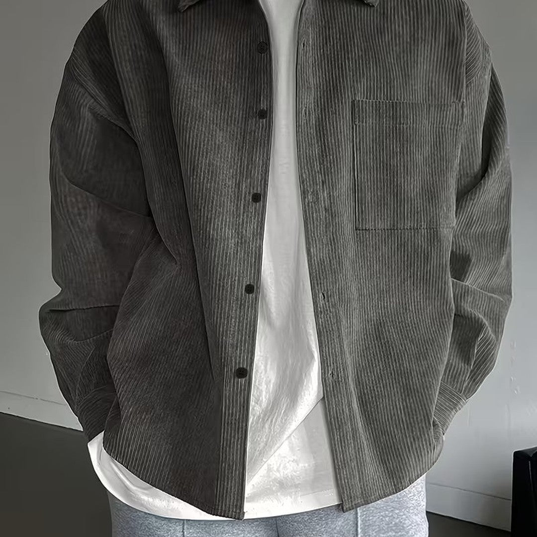 Men’s Classic Corduroy Button-Front Overshirt Jacket