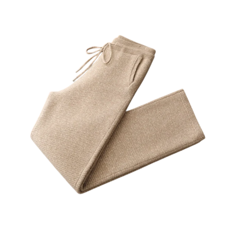 Men’s Relaxed Tapered Knit Lounge Trousers with Ribbed Cuffs