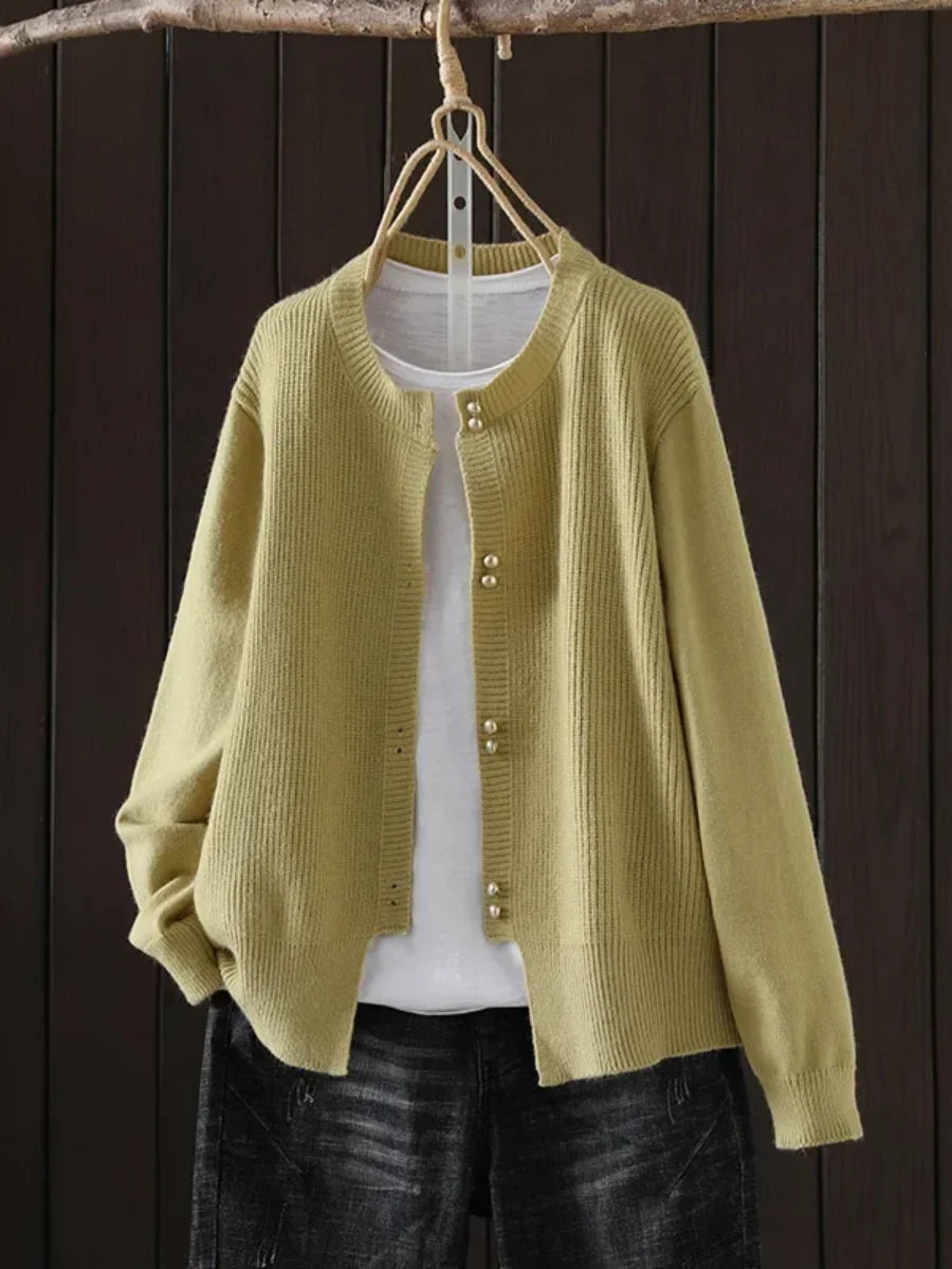 Women’s V-Neck Button-Through Ribbed Trim Cardigan