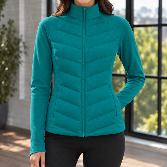 Women’s Chevron Quilted Lightweight Zip Jacket