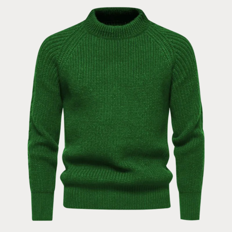Men’s Textured Ribbed Mock-Neck Pullover Sweater