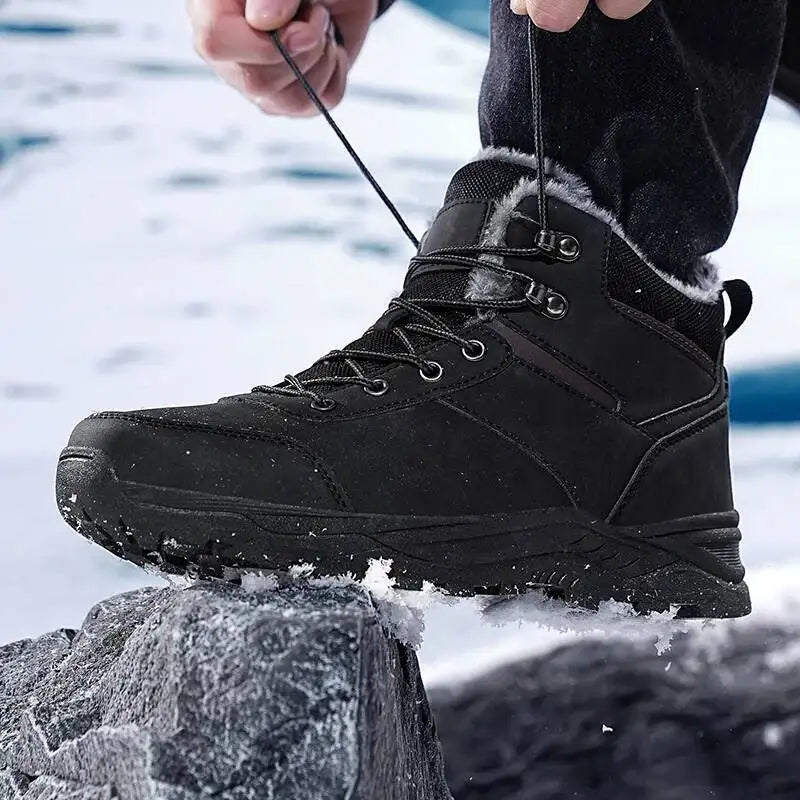 Men’s Faux Fur Winter Boots with Cushioned Insole and Rubber Sole