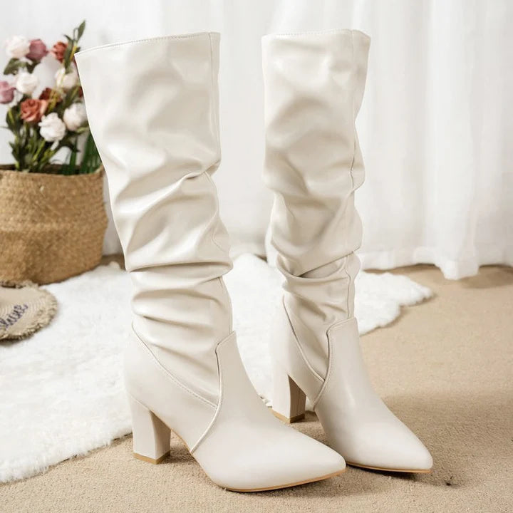 Women’s Slouch Knee-High Boots with Chunky Block Heel