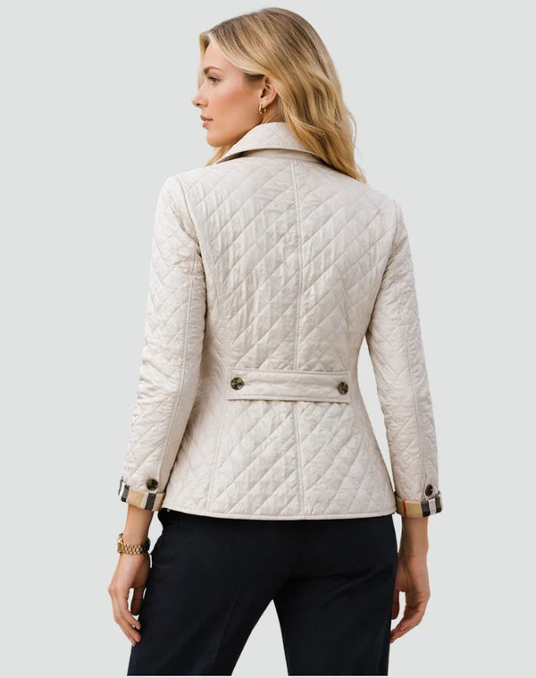 Women’s Quilted Collared Jacket with Classic Button Front