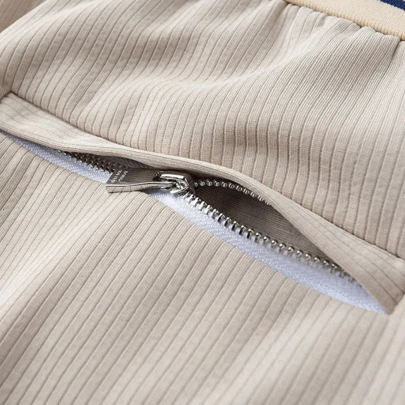 Men’s Ribbed Stretch Joggers with Striped Waistband