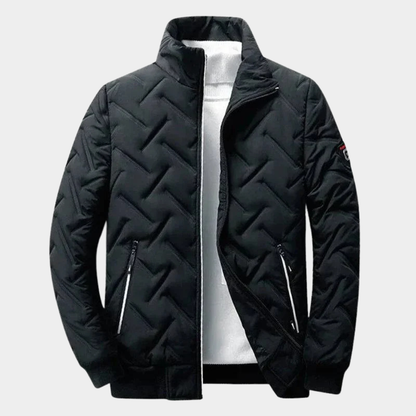 Chevron Quilted Padded Bomber Jacket