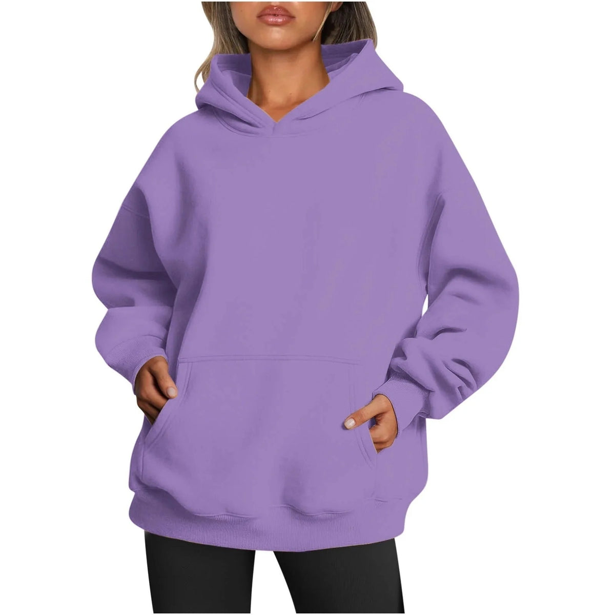 Women’s Oversized Cotton Blend Drop-Shoulder Pullover Hoodie