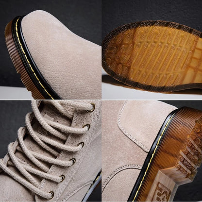 Men’s Genuine Suede Lace-Up Ankle Boots with Lug Sole