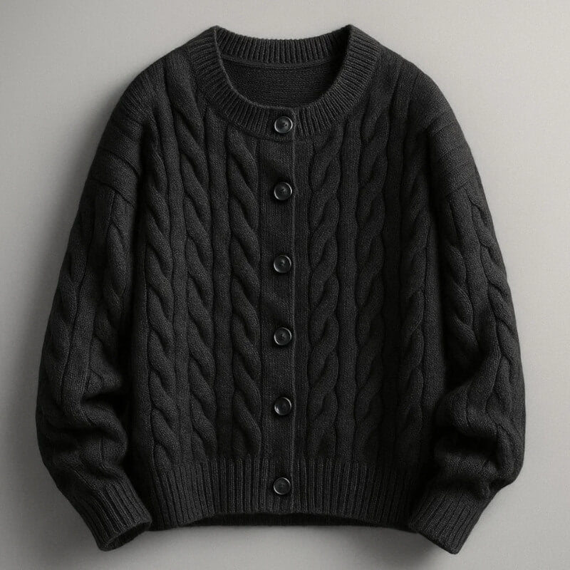 Men’s Wool-Knit Shawl Collar Button Cardigan Coat