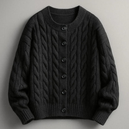 Men’s Wool-Knit Shawl Collar Button Cardigan Coat