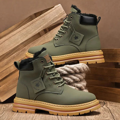 Men’s Fur-Lined Winter Snow Boots with Chunky Lug Sole