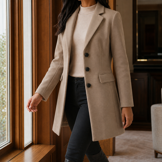 Women’s Wool Blend Fitted Flared Coat