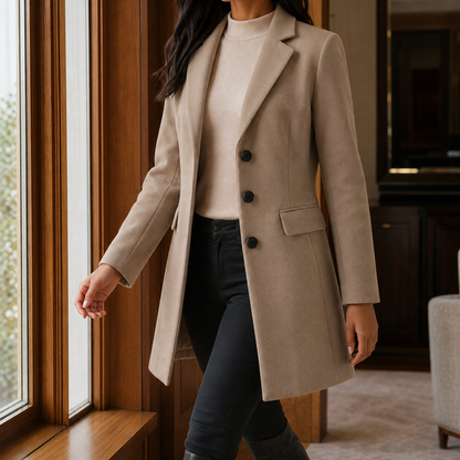 Women’s Wool Blend Fitted Flared Coat