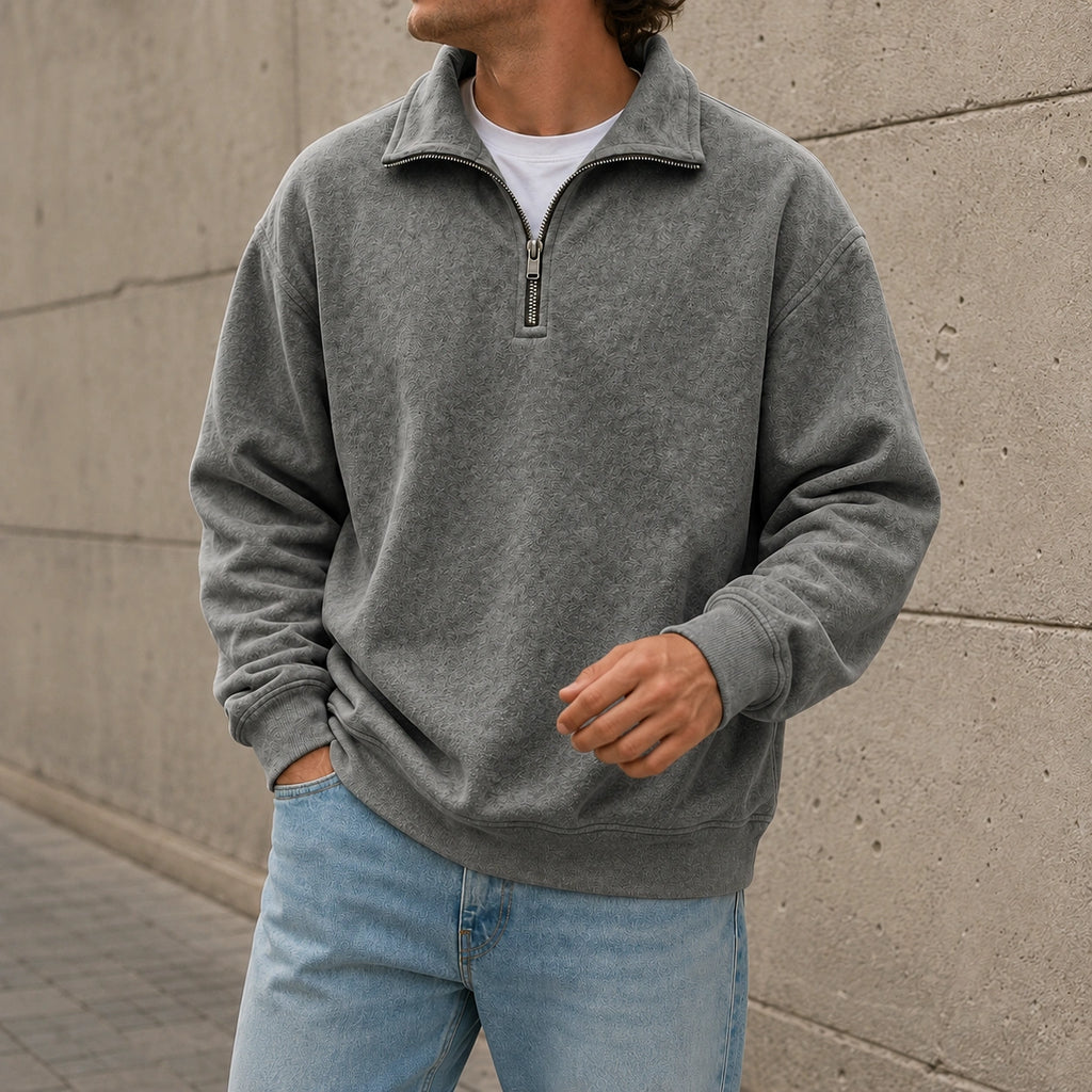 Men’s Relaxed Solid Half-Zip Sweatshirt