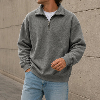 Men’s Relaxed Solid Half-Zip Sweatshirt