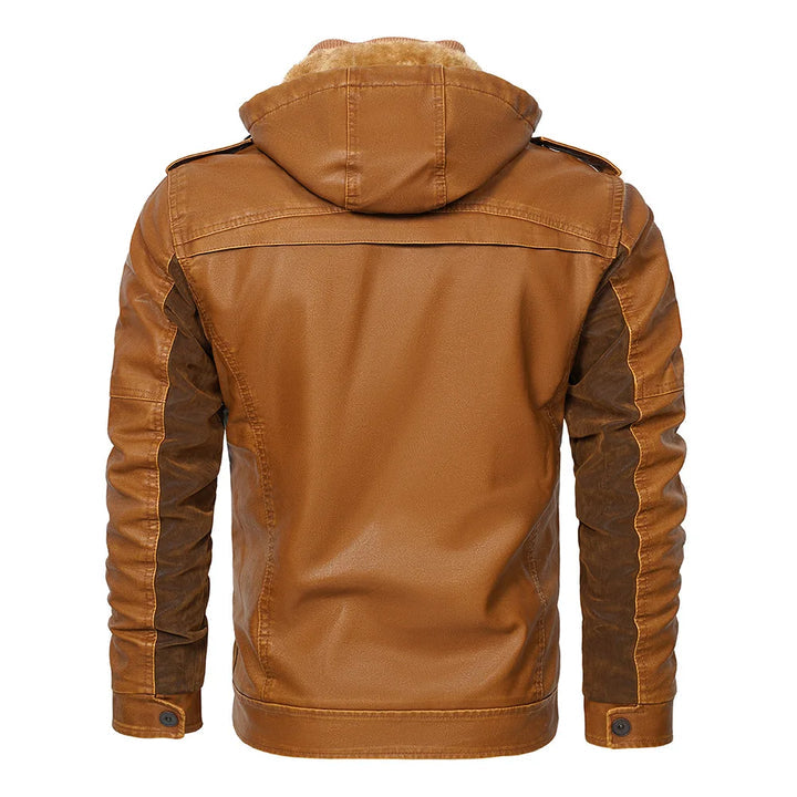 Men’s Shearling-Lined Cowhide Leather Hooded Jacket