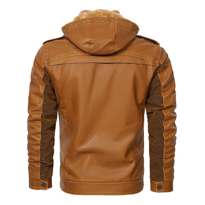 Men’s Shearling-Lined Cowhide Leather Hooded Jacket