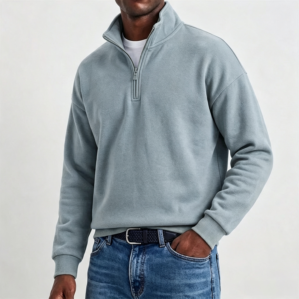 Men’s Cotton-Cashmere Relaxed Quarter-Zip Sweatshirt