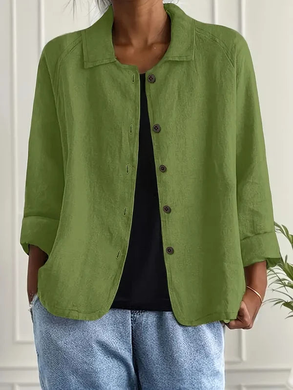Women’s Relaxed Lightweight Jacket with Three-Quarter Sleeves