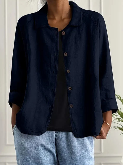 Women’s Relaxed Collared Button-Front Layering Cardigan