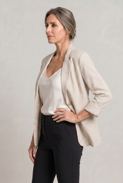 Women’s Relaxed Lightweight Cotton Blend Blazer