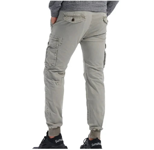 Men’s Slim-Fit Utility Cargo Pants with Elastic Cuffs