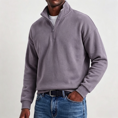Men’s Cotton-Cashmere Relaxed Quarter-Zip Sweatshirt