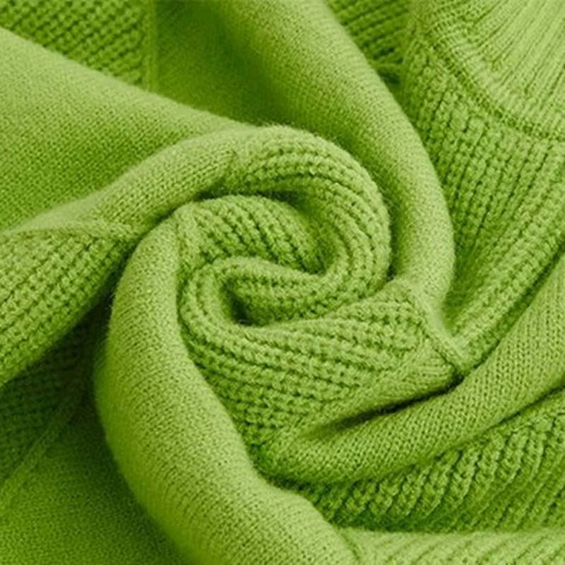Women’s Textured Geometric High-Neck Relaxed Knit Sweater