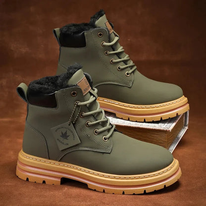 Men’s Fur-Lined Winter Snow Boots with Chunky Lug Sole