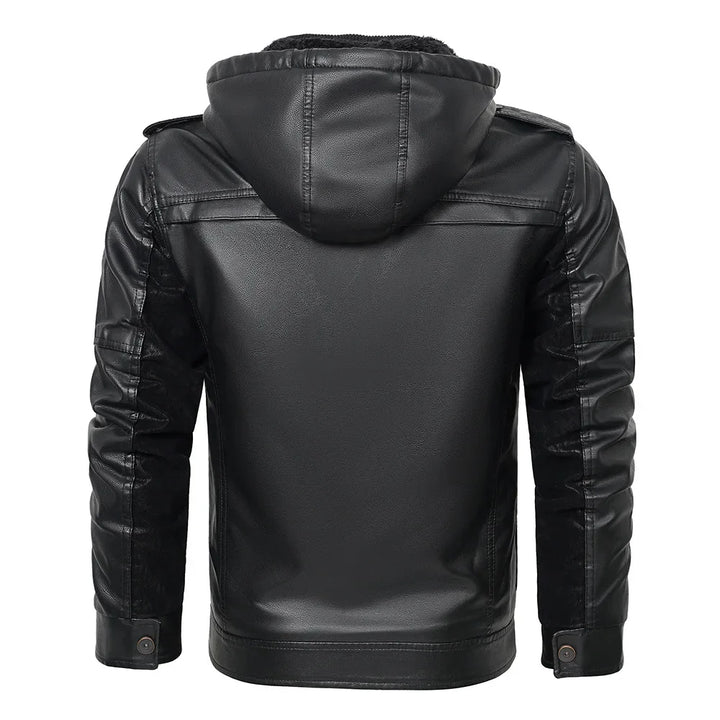 Men’s Shearling-Lined Cowhide Leather Hooded Jacket