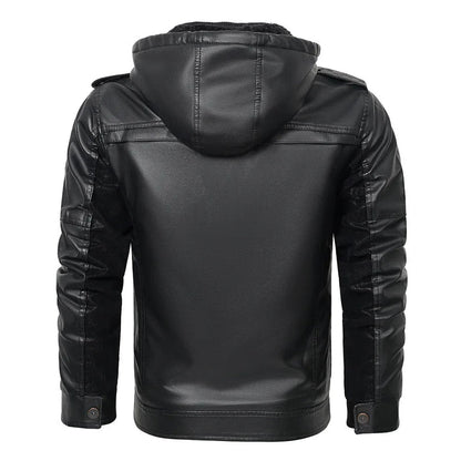 Men’s Shearling-Lined Cowhide Leather Hooded Jacket