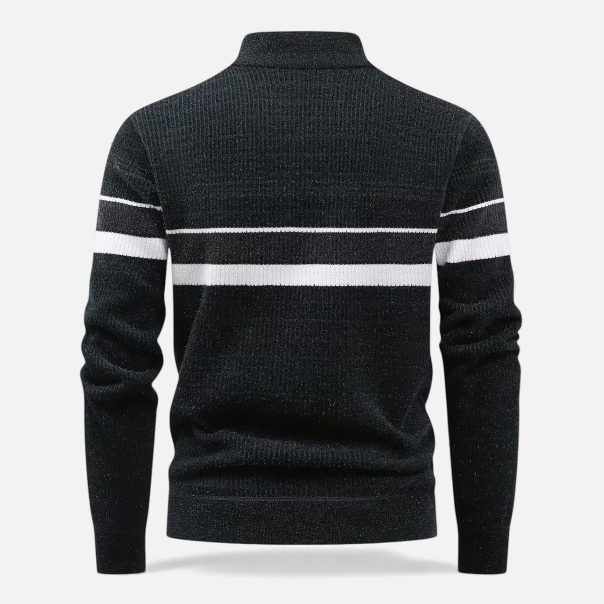 Men’s Striped Half-Zip Stand Collar Knit Sweater
