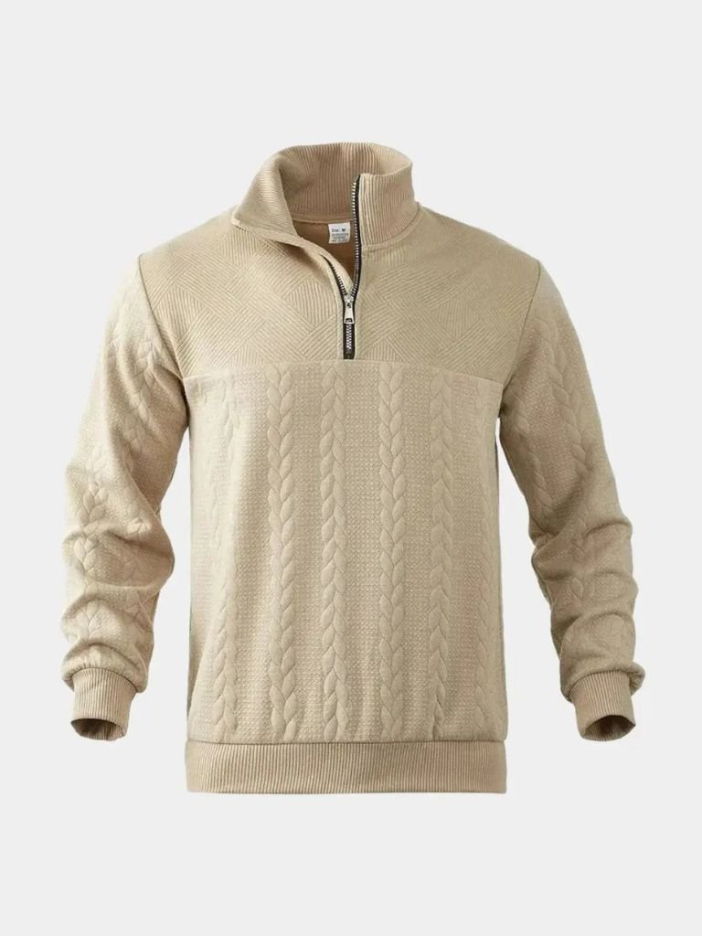 Men’s Embroidered Quarter-Zip Henley Knit Pullover