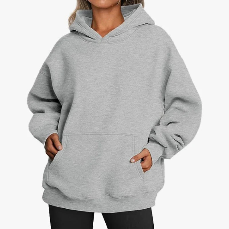 Women’s Oversized Cotton Blend Drop-Shoulder Pullover Hoodie