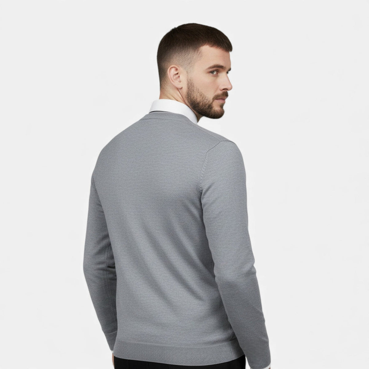 Men’s Medium-Stretch V-Neck Winter Knit Pullover
