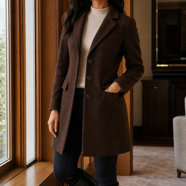 Women’s Wool Blend Fitted Flared Coat