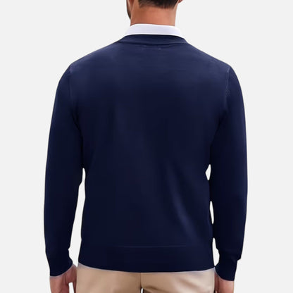 Men’s Medium-Stretch V-Neck Winter Knit Pullover